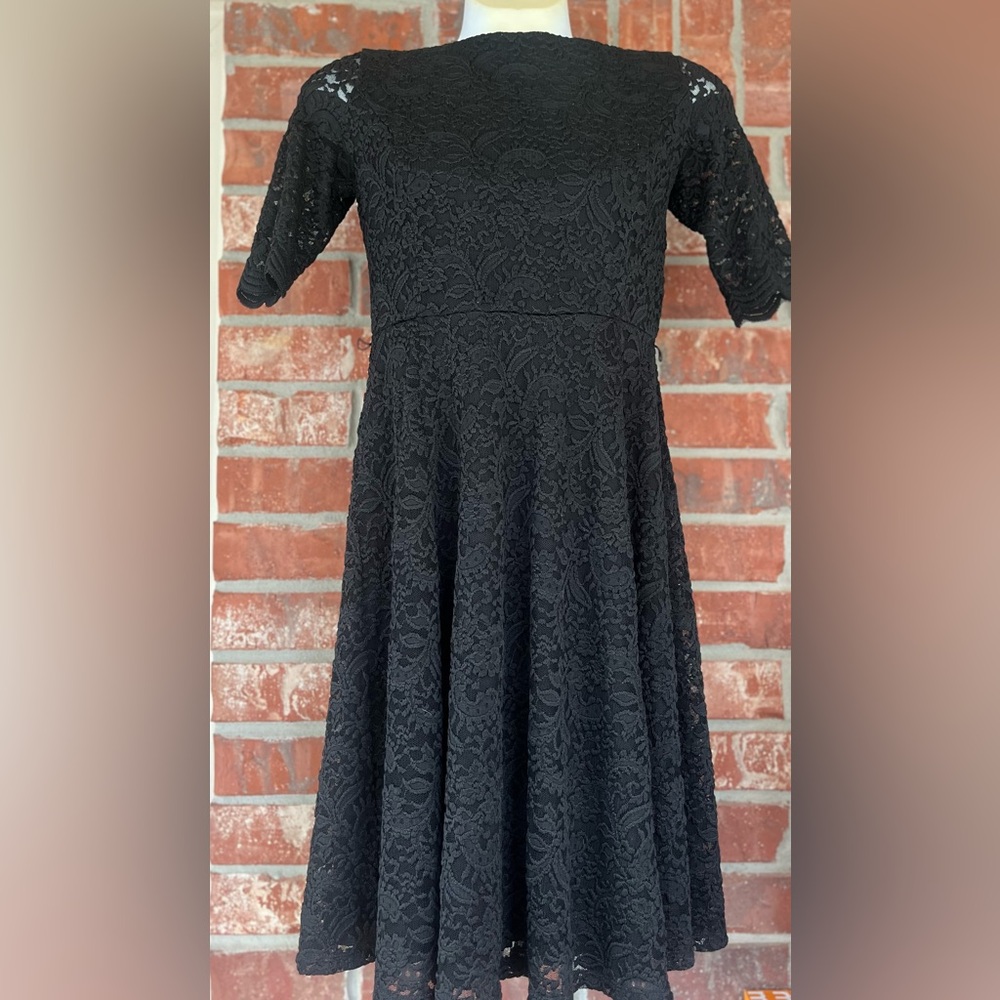 Charter Club Black Lace A-Line Dress XS GUC